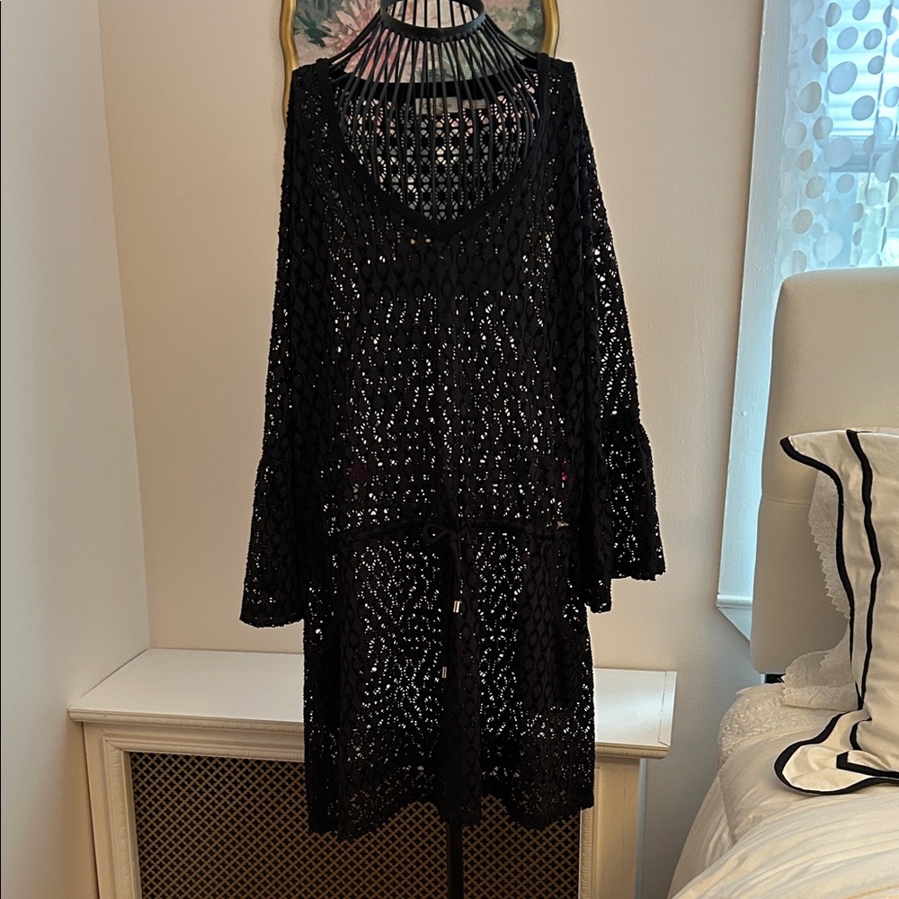 Calvin Klein Black Crochet Swim Cover Up